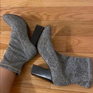 Silver shimmer sparkly booties NYE sock booties